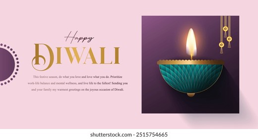 Happy Diwali wishes greeting card Concept.