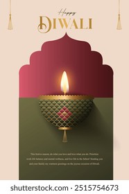 Happy Diwali wishes greeting card Concept.