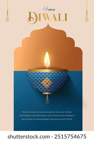 Happy Diwali wishes greeting card Concept.