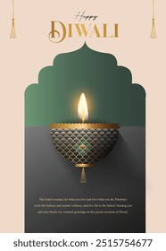 Feliz Diwali deseja cartão de felicitações Concept.