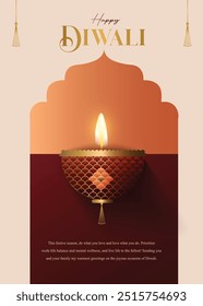 Happy Diwali wishes greeting card Concept.