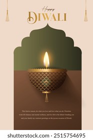 Happy Diwali wishes greeting card Concept.