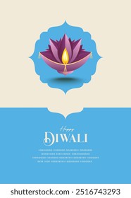 Happy Diwali Wishes Greeting card with premium looking diya.