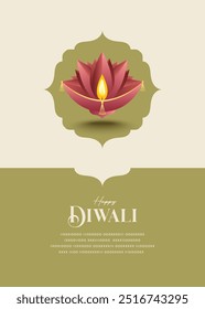 Happy Diwali Wishes Greeting card with premium looking diya.