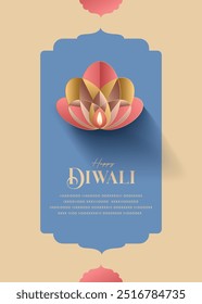 Happy Diwali Wishes Greeting card with premium looking diya.