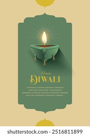 Happy Diwali Wishes greeting card with premium looking diya.