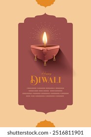 Happy Diwali Wishes greeting card with premium looking diya.