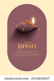 Happy Diwali Wishes Greeting card with premium looking diya.