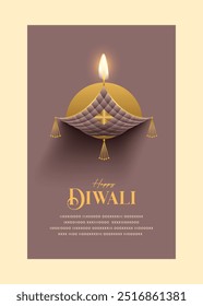 Feliz Diwali deseja cartão de felicitações com premium olhando diya.