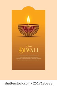 Happy Diwali Wishes greeting card with premium looking diya.