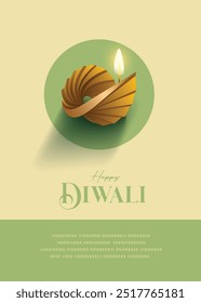 Feliz Diwali deseja cartão de felicitações com Premium olhando Diya.