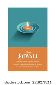 Happy Diwali Wishes Greeting card With Premium looking Diya.