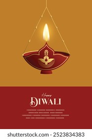 Feliz Diwali deseja cartão de felicitações com premium estilo diya.