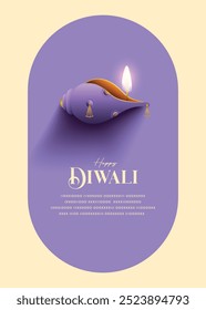 Happy Diwali wishes greeting card with new style Diya.