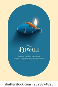 Happy Diwali wishes greeting card with new style Diya.