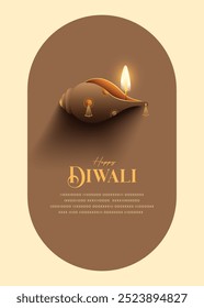 Happy Diwali wishes greeting card with new style Diya.