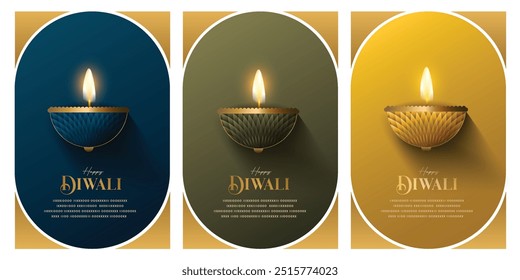 Feliz Diwali Deseja cartões de felicitações com premium procurando diya.