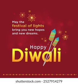 Feliz desejo Diwali, saudação. Vetor De Postagem De Mídia Social Em Camadas. Criativo, Publicidade, Digital