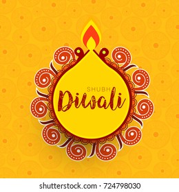 Happy Diwali & Diwali Wishes Illustration Greeting Card Background.