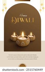 Feliz diwali deseja pôster com estilo premium.