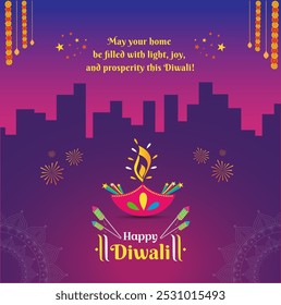 Feliz Diwali desea el concepto de bienes raíces. Festival indio Bg. Construcción, Apartamentos, Villas, Pisos, Vivienda Nueva