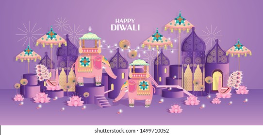 happy diwali/deepavali greetings template vector/illustration