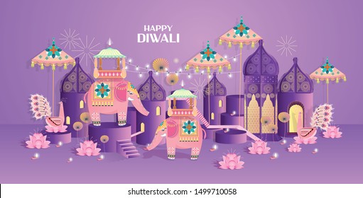 happy diwali/deepavali greetings template vector/illustration