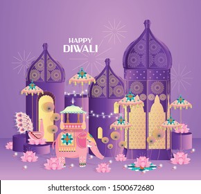 Happy diwali/deepavali greetings template vector/illustration