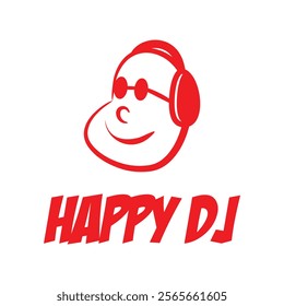 happy dj flat minimalist logo design