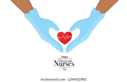 happy doctor and nurses day with medicine illustration hospital character design vector