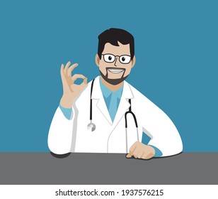 Happy  Doctor With Stethoscope Showing Ok Gesture Png