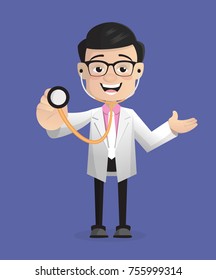 Happy Doctor with Stethoscope Vector