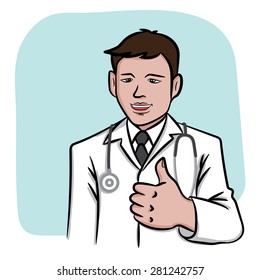 Happy doctor with thumb up
