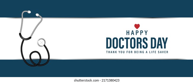 Happy Doctor's day banner  with stethoscope, vector illustration