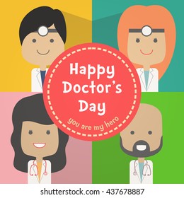 Happy Doctors Day Card
surgical scrubs, notes, smile, cute, male doctor, female doctor, doctor vector, doctor cartoon,