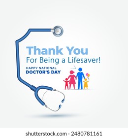 Happy Doctor's Day greeting card design with Family and Thank You Doctors text.