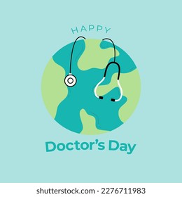 Gruß zum Tag der Ärzte mit Globe und Stethoscope Element