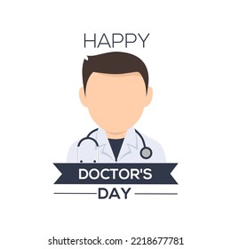 Happy Doctor's Day Isolated on White Background. National Doctors Day. Template for Background, Banner, Greeting Card, Poster, Web and Social Media Post.