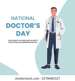 Happy Doctors Day - Medical Healthcare Banner Design with Professional Background Honoring Dedicated Healthcare Heroes