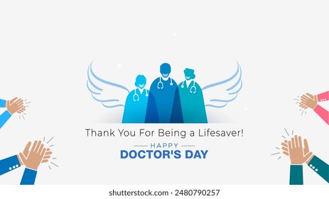 Feliz Día del Médico. Personas agradeciendo, aplaudiendo y celebrando el día nacional del doctor.