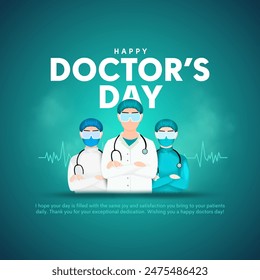 Happy Doctors Day Poster Hintergrunddesign mit jungen Ärztinnen. Kreatives Vektorillustration-Design.