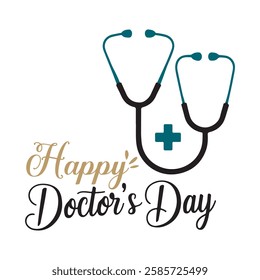 happy doctors day typography. World, international, or national happy Doctor's Day flat vector logo design, Love with doctors day letter logo . happy Doctor's Day.