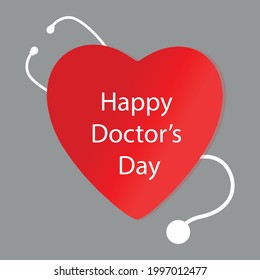 Happy doctor's day vector art. Doctors day greeting card design with a stethoscope.