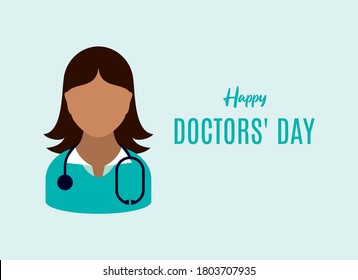 Vector del Día de los Médicos Felices. Médica femenina con vectores de ícono de estetoscopio. Icono de la doctora afroamericana