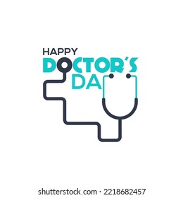 Happy Doctors Day Vector Illustration Isolated on White Background. Natioal Doctor's Day Design With Stethoscope. Template for Background, Banner, Poster, Greeting Card, Web and Social Media Post.