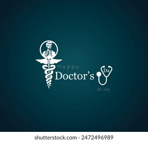 Happy Doctor's Day. Happy doctor's day who has fully contributed to serving the community. Stethoscope and Heartbeat. Vector Illustration.