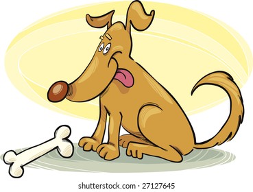 Happy Dog with Bone
