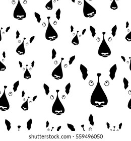 Happy dog bull terrier vector background. Seamless pattern.