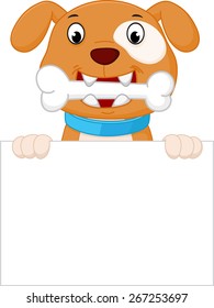 Happy dog cartoon with bone 