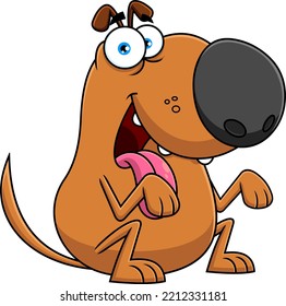 Happy Dog Cartoon Character Begging. Vector Hand Drawn Illustration Isolated On Transparent Background